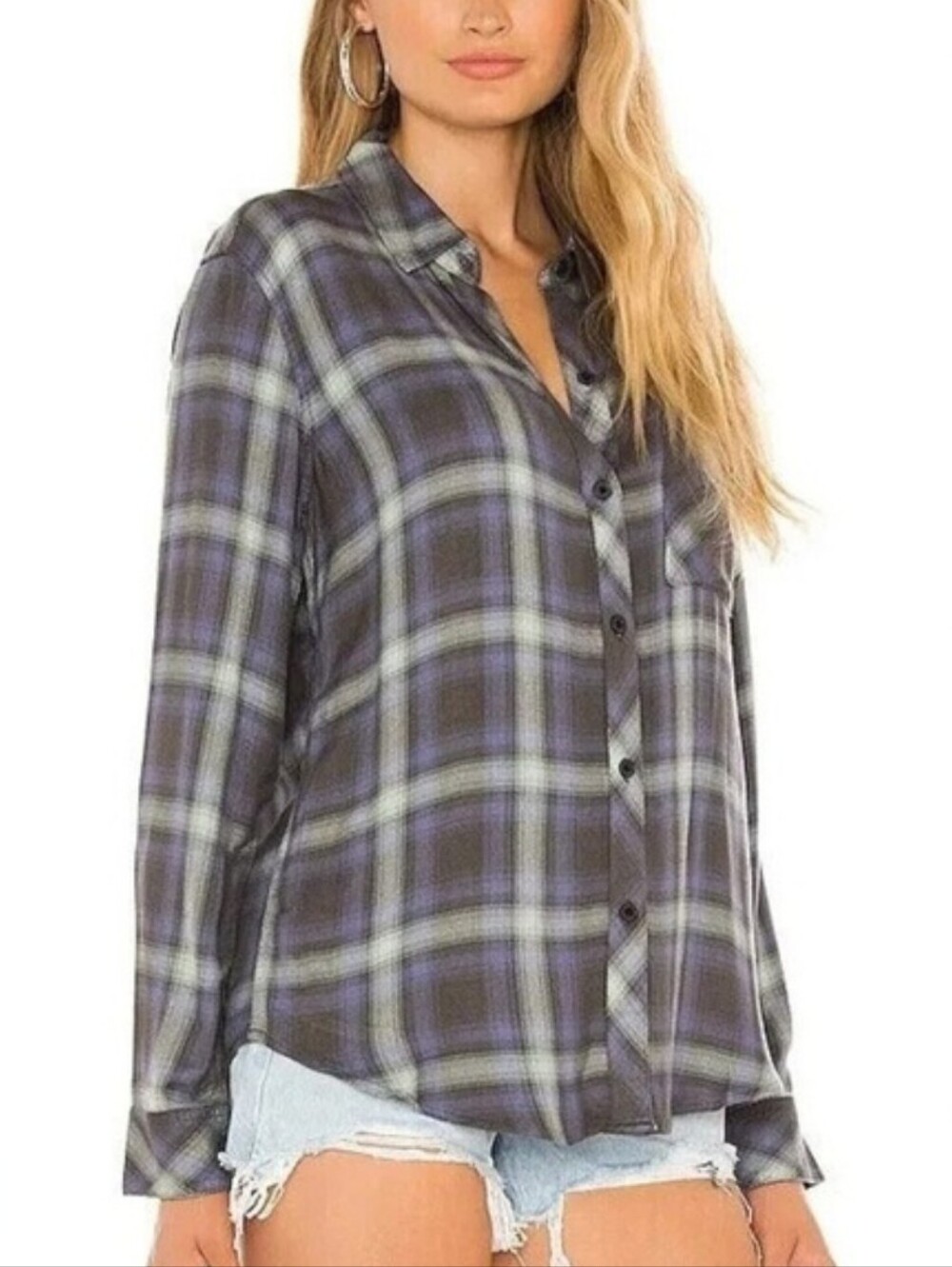 Rails Hunter Plaid Flannel In Mint Ash Blue Preppy Coastal Beach XXL